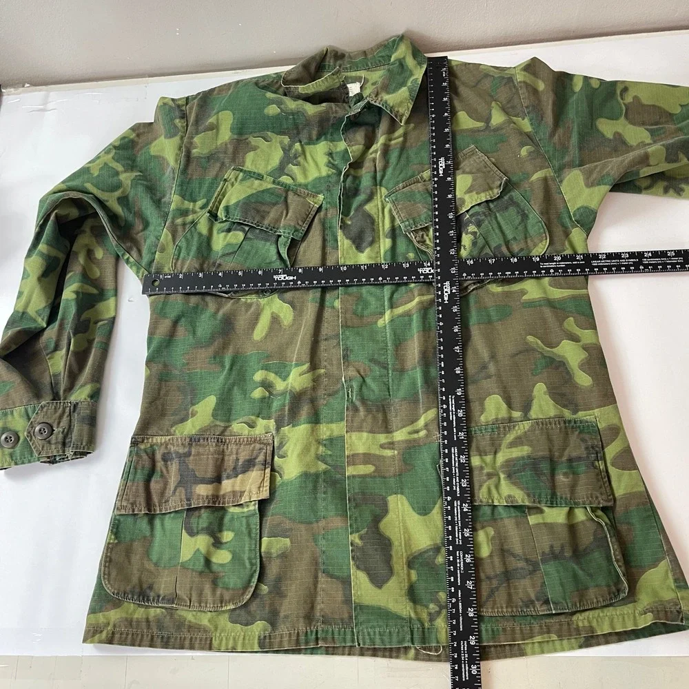 Vintage Jungle Jacket Medium Reg ERDL Camo 1970 Vietnam Slant Pocket Ripstop